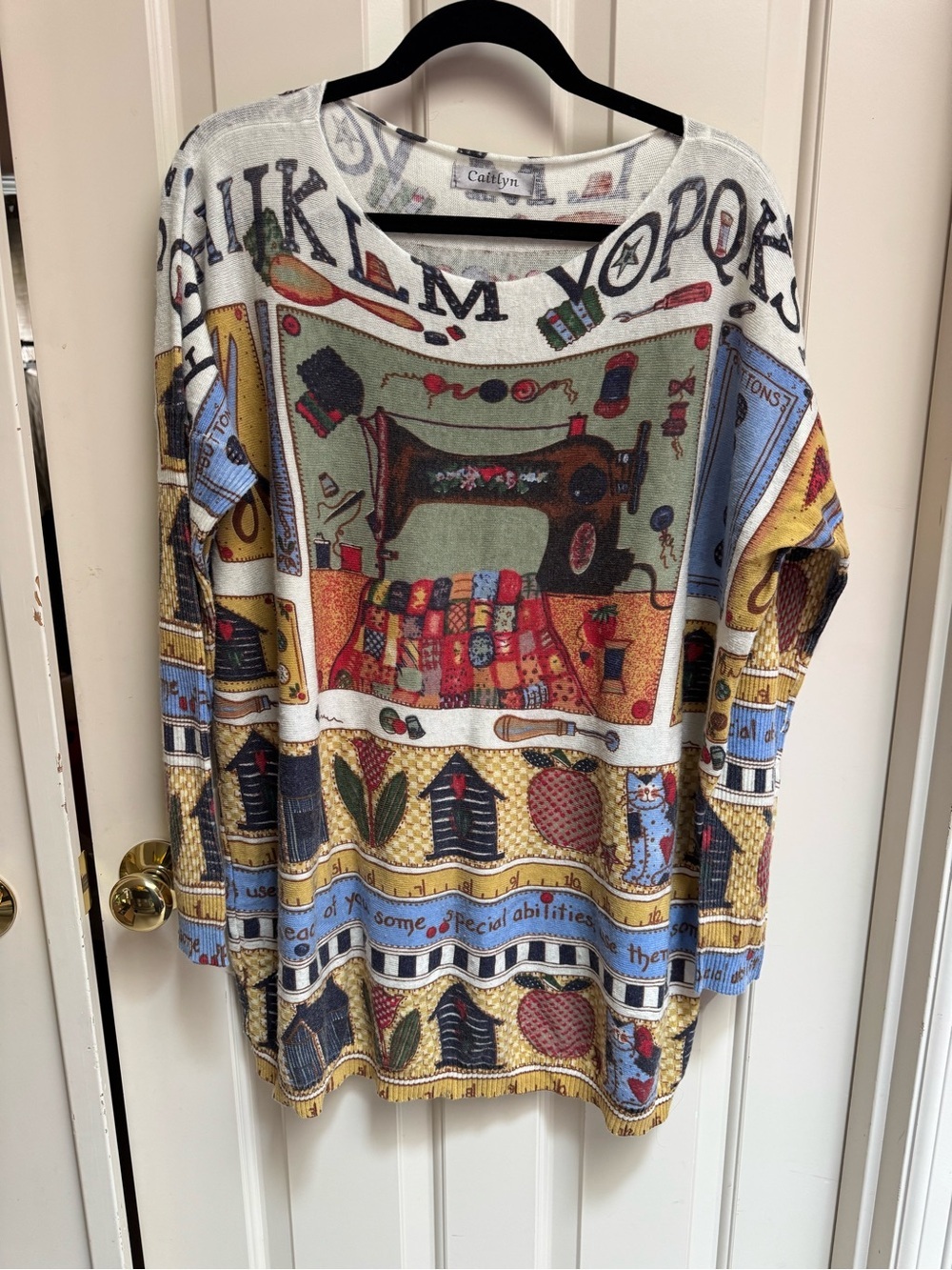 Sewing Machine/Teacher/Country Kitchen Theme Sweater Tunic